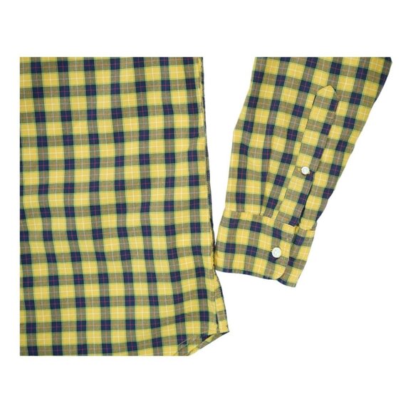 J. Crew 100's 2-Ply Yarns Button Up Shirt Mens Size M Slim Yellow Blue Plaid - Picture 4 of 4
